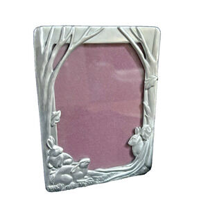 Vintage Seagull Pewter Canada Picture Frame Rabbits in the Woods 5.5"x4" Bunnies